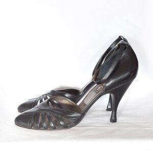 Peter Fox Black Heels With Cut-Outs & Ankle Straps - Italy